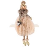 Dekoratief | Winterpop zittend m/hartje, bruin/roze, stof, 26x24x52cm | A245629 Dekoratief | Winterpop zittend m/hartje, bruin/roze, stof, 26x24x52cm | A245629
