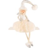Dekoratief | Winterpop zittend, beige, stof, 17x17x53cm | A245632 Dekoratief | Winterpop zittend, beige, stof, 17x17x53cm | A245632