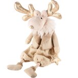 Dekoratief | Pop eland zittend, goud/beige, stof, 28x21x65cm | A245638 Dekoratief | Pop eland zittend, goud/beige, stof, 28x21x65cm | A245638