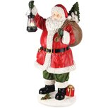 Dekoratief | Santa staand m/lantaarn, groen/rood, resina, 24x24x44cm | A245650 Dekoratief | Santa staand m/lantaarn, groen/rood, resina, 24x24x44cm | A245650