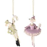 Dekoratief | Hanger muis m/snoep/cupcake, groen/lila, resina, 8x7x14cm, set van 2 stuks | A245652 Dekoratief | Hanger muis m/snoep/cupcake, groen/lila, resina, 8x7x14cm, set van 2 stuks | A245652