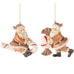 Dekoratief | Hanger santa m/snoep, resina, 11x6x9cm, set van 2 stuks | A245656 Dekoratief | Hanger santa m/snoep, resina, 11x6x9cm, set van 2 stuks | A245656