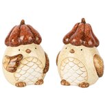 Dekoratief | Vogel m/pompoenmuts, bruin/rood, keramiek, 8x7x10cm, set van 2 stuks | A245661 Dekoratief | Vogel m/pompoenmuts, bruin/rood, keramiek, 8x7x10cm, set van 2 stuks | A245661