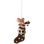 Dekoratief | Hanger kerstkous m/muis, bruin/wit, stof, 7x5x13cm | A245675 Dekoratief | Hanger kerstkous m/muis, bruin/wit, stof, 7x5x13cm | A245675