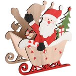 Dekoratief | Bakje m/santa in slee, naturel/rood, hout, 18x10x19cm | A245691 Dekoratief | Bakje m/santa in slee, naturel/rood, hout, 18x10x19cm | A245691