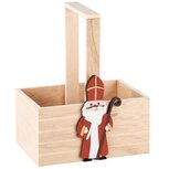 Dekoratief | Bakje m/sinterklaas, naturel/rood, hout, 12x9x15cm | A245692 Dekoratief | Bakje m/sinterklaas, naturel/rood, hout, 12x9x15cm | A245692