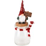 Dekoratief | Bewaarpotje m/santa, rood/grijs, resina/glas, 6x6x15cm | A245725 Dekoratief | Bewaarpotje m/santa, rood/grijs, resina/glas, 6x6x15cm | A245725