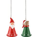 Dekoratief | Springveer bel m/santa/beertje, metaal, 7x7x10cm, set van 2 stuks | A245734 Dekoratief | Springveer bel m/santa/beertje, metaal, 7x7x10cm, set van 2 stuks | A245734