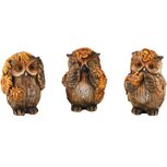 Dekoratief | Uiltje horen/zien/zwijgen, bruin, resina, 5x4x7cm, set van 3 stuks | A245744 Dekoratief | Uiltje horen/zien/zwijgen, bruin, resina, 5x4x7cm, set van 3 stuks | A245744