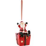 Dekoratief | Hanger santa op cadeautje, dolomiet, LED, 6x6x10cm | A245758 Dekoratief | Hanger santa op cadeautje, dolomiet, LED, 6x6x10cm | A245758