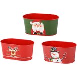 Dekoratief | Bakje ovaal 'Santa/Snowman/Rudolph', metaal, 17x10x8cm, set van 3 stuks | A245773 Dekoratief | Bakje ovaal 'Santa/Snowman/Rudolph', metaal, 17x10x8cm, set van 3 stuks | A245773