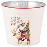 Dekoratief | Bloempot 'Santa, Stop Here', metaal, 17x17x15cm | A245785 Dekoratief | Bloempot 'Santa, Stop Here', metaal, 17x17x15cm | A245785
