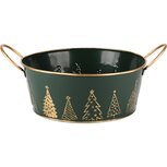 Dekoratief | Bakje rond 'Festive Trees', groen/goud, metaal, 33x25x10cm | A245787 Dekoratief | Bakje rond 'Festive Trees', groen/goud, metaal, 33x25x10cm | A245787