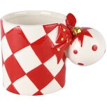 Dekoratief | Mok m/kerstbal, rood/wit, keramiek, 14x9x10cm | A245795 Dekoratief | Mok m/kerstbal, rood/wit, keramiek, 14x9x10cm | A245795