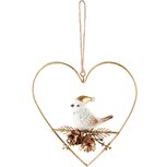 Dekoratief | Hanger hart m/vogeltje, goud, metaal, 12x5x12cm | A245811 Dekoratief | Hanger hart m/vogeltje, goud, metaal, 12x5x12cm | A245811