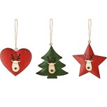 Dekoratief | Hanger hartje/boompje/ster m/rendier, metaal, 8x2x7cm, set van 3 stuks | A245814 Dekoratief | Hanger hartje/boompje/ster m/rendier, metaal, 8x2x7cm, set van 3 stuks | A245814