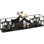 Dekoratief | Theelichthouder m/herten, zwart/goud, metaal, 27x11x6cm | A245815 Dekoratief | Theelichthouder m/herten, zwart/goud, metaal, 27x11x6cm | A245815