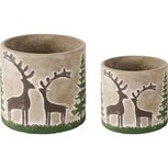 Dekoratief | Set 2 Bloempots 'Forest Antlers', cement, 14x14x13cm | A245831 Dekoratief | Set 2 Bloempots 'Forest Antlers', cement, 14x14x13cm | A245831