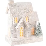 Dekoratief | Deco huis m/boompje, wit, hout, LED, 26x14x31cm | A245850 Dekoratief | Deco huis m/boompje, wit, hout, LED, 26x14x31cm | A245850