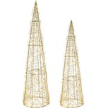Dekoratief | Set 2 Kegel vorm 'Wired', goud, LED, 16x16x60cm | A245858 Dekoratief | Set 2 Kegel vorm 'Wired', goud, LED, 16x16x60cm | A245858