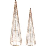 Dekoratief | Set 2 Kegel vorm m/draadjes, goud, LED, 16x16x60cm | A245867 Dekoratief | Set 2 Kegel vorm m/draadjes, goud, LED, 16x16x60cm | A245867