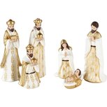 Dekoratief | Set 6 stalfiguren, wit/goud, resina, 8x8x23cm | A245909 Dekoratief | Set 6 stalfiguren, wit/goud, resina, 8x8x23cm | A245909