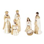 Dekoratief | Set 6 stalfiguren, wit/goud, resina, 7x7x16cm | A245910 Dekoratief | Set 6 stalfiguren, wit/goud, resina, 7x7x16cm | A245910
