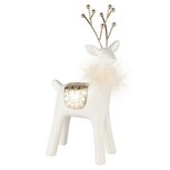 Dekoratief | Rendier staand m/pluimenkraag, wit/goud, resina, 14x9x28cm | A245917 Dekoratief | Rendier staand m/pluimenkraag, wit/goud, resina, 14x9x28cm | A245917