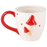 Dekoratief | Mok m/paddenstoelen, wit/rood, dolomiet, 15x11x10cm | A245975 Dekoratief | Mok m/paddenstoelen, wit/rood, dolomiet, 15x11x10cm | A245975