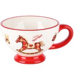 Dekoratief | Mok op voet m/schommelpaardje, wit/rood, dolomiet, 18x15x10cm | A245980 Dekoratief | Mok op voet m/schommelpaardje, wit/rood, dolomiet, 18x15x10cm | A245980