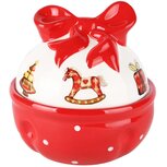 Dekoratief | Bonbonnière m/schommelpaardje, wit/rood, dolomiet, 13x13x15cm | A245982 Dekoratief | Bonbonnière m/schommelpaardje, wit/rood, dolomiet, 13x13x15cm | A245982