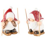Dekoratief | Santagnoom op ski's, wit/rood, keramiek, 10x7x13cm, set van 2 stuks | A245990 Dekoratief | Santagnoom op ski's, wit/rood, keramiek, 10x7x13cm, set van 2 stuks | A245990