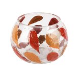 Dekoratief | Theelichthouder 'Red Leaf', glas, 11x11x7cm | A248006 Dekoratief | Theelichthouder 'Red Leaf', glas, 11x11x7cm | A248006
