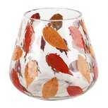 Dekoratief | Theelichthouder 'Red Leaf', glas, 14x14x13cm | A248007 Dekoratief | Theelichthouder 'Red Leaf', glas, 14x14x13cm | A248007