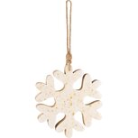 Dekoratief | Hanger sneeuwvlok, wit/goud, hout/enamel, 15x15x2cm | A248115 Dekoratief | Hanger sneeuwvlok, wit/goud, hout/enamel, 15x15x2cm | A248115