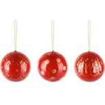 Dekoratief | Hanger bal m/bollen, rood/goud, karton, 7x7x7cm, set van 3 stuks | A248193 Dekoratief | Hanger bal m/bollen, rood/goud, karton, 7x7x7cm, set van 3 stuks | A248193