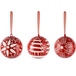 Dekoratief | Hanger bal m/boompje/ster, rood/wit, karton, 7x7x7cm, set van 3 stuks | A248194 Dekoratief | Hanger bal m/boompje/ster, rood/wit, karton, 7x7x7cm, set van 3 stuks | A248194