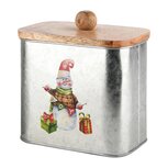 Dekoratief | Bewaardoos 'Snowman', grijs, metaal/hout, 13x8x12cm | A248232 Dekoratief | Bewaardoos 'Snowman', grijs, metaal/hout, 13x8x12cm | A248232