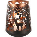 Dekoratief | Windlicht 'Staring Deer', zwart/koper, metaal, 15x15x18cm | A248262 Dekoratief | Windlicht 'Staring Deer', zwart/koper, metaal, 15x15x18cm | A248262