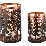 Dekoratief | Set 2 Waxinelichthouders 'Misty Moose', zwart/koper, metaal, 13x13x21cm | A248268 Dekoratief | Set 2 Waxinelichthouders 'Misty Moose', zwart/koper, metaal, 13x13x21cm | A248268