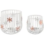 Dekoratief | Set 2 theelichthouders 'Snowflakes', wit, metaal, 12x12x12cm | A248269 Dekoratief | Set 2 theelichthouders 'Snowflakes', wit, metaal, 12x12x12cm | A248269