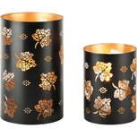 Dekoratief | Set 2 Waxinelichthouders 'Amazing Autumn', zwart/goud, metaal, 12x12x20cm | A248300 Dekoratief | Set 2 Waxinelichthouders 'Amazing Autumn', zwart/goud, metaal, 12x12x20cm | A248300