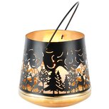 Dekoratief | Theelichthouder 'Forest Party', zwart/goud, metaal, 13x13x12cm | A248318 Dekoratief | Theelichthouder 'Forest Party', zwart/goud, metaal, 13x13x12cm | A248318