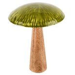 Dekoratief | Paddenstoel 'Green Stripes', hout, 11x11x15cm | A248363 Dekoratief | Paddenstoel 'Green Stripes', hout, 11x11x15cm | A248363