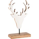 Dekoratief | Deco hertenkop op voet, wit/naturel, hout, 19x7x25cm | A248401 Dekoratief | Deco hertenkop op voet, wit/naturel, hout, 19x7x25cm | A248401