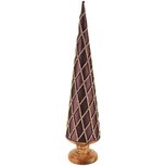 Dekoratief | Kegel vorm op voet m/parels, paars/goud, hout, 13x13x54cm | A248417 Dekoratief | Kegel vorm op voet m/parels, paars/goud, hout, 13x13x54cm | A248417
