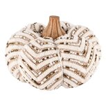 Dekoratief | Deco pompoen m/kralen, wit, stof/hout, 12x12x10cm | A248419 Dekoratief | Deco pompoen m/kralen, wit, stof/hout, 12x12x10cm | A248419