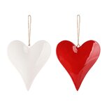 Dekoratief | Hanger hart, rood/wit, metaal, 10x2x10cm, set van 2 stuks | A248460 Dekoratief | Hanger hart, rood/wit, metaal, 10x2x10cm, set van 2 stuks | A248460