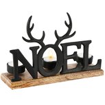 Dekoratief | Theelichthouder 'No‰l', zwart/naturel, metaal/hout, 26x8x17cm | A248464 Dekoratief | Theelichthouder 'No‰l', zwart/naturel, metaal/hout, 26x8x17cm | A248464