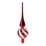 Dekoratief | Kerstboompiek m/strepen, rood/wit, glas, 8x8x29cm | A249001 Dekoratief | Kerstboompiek m/strepen, rood/wit, glas, 8x8x29cm | A249001